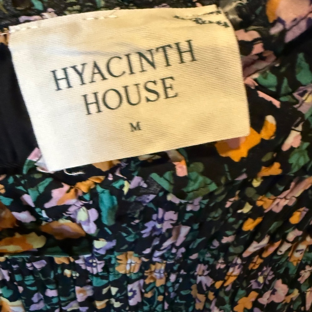 Hyacinth House Samantha Midi Dress M NWT Black Floral Smocked - Picture 10 of 15